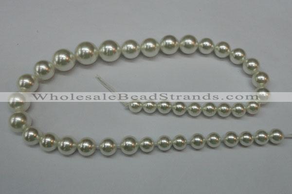 CSB920 15.5 inches 8mm - 14mm round shell pearl beads wholesale