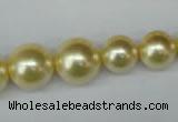 CSB923 15.5 inches 8mm - 14mm round shell pearl beads wholesale