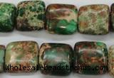 CSE115 15.5 inches 16*16mm square dyed natural sea sediment jasper beads