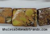 CSE148 18*25mm twisted rectangle dyed natural sea sediment jasper beads