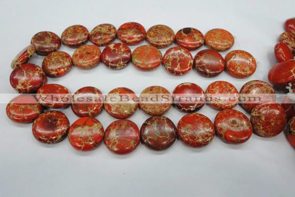 CSE195 15.5 inches 25mm flat round dyed natural sea sediment jasper beads