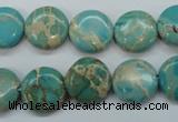 CSE84 15.5 inches 14mm flat round dyed natural sea sediment jasper beads