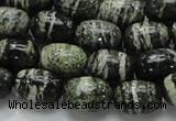 CSJ15 15.5 inches 10*15mm egg-shaped green silver line jasper beads