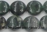 CSJ202 15.5 inches 20mm flat round serpentine jade gemstone beads