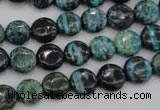 CSJ214 15.5 inches 10mm flat round dyed green silver line jasper beads