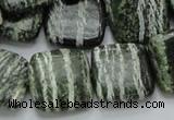 CSJ29 15.5 inches 20*20mm square green silver line jasper beads