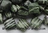 CSJ30 15.5 inches 12*12mm diamond green silver line jasper beads