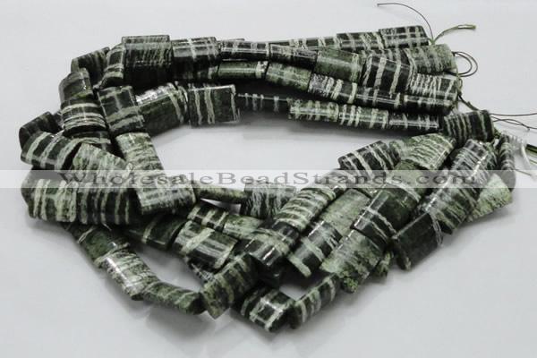 CSJ61 15.5 inches 16*20mm rectangle green silver line jasper beads