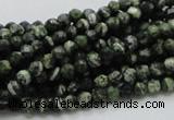 CSJ62 15.5 inches 4mm faceted round green silver line jasper beads