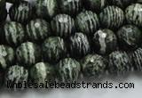 CSJ65 15.5 inches 10mm faceted round green silver line jasper beads