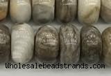 CSL128 15.5 inches 6*10mm rondelle sliver leaf jasper beads