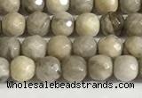 CSL156 15.5 inches 4mm faceted 

round sliver leaf jasper beads