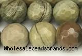 CSL172 15 inches 8mm faceted round silver leaf jasper gemstone beads