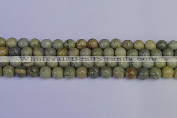 CSL204 15.5 inches 12mm round silver leaf jasper beads wholesale