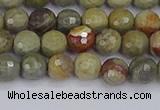 CSL231 15.5 inches 6mm faceted round silver leaf jasper beads