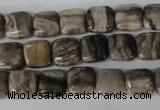 CSL50 15.5 inches 10*10mm square silver leaf jasper beads wholesale