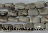 CSL65 15.5 inches 8*12mm rectangle silver leaf jasper beads wholesale