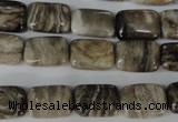 CSL66 15.5 inches 10*14mm rectangle silver leaf jasper beads wholesale