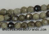 CSL90 15.5 inches 4mm faceted round silver leaf jasper beads wholesale