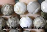 CSL93 15.5 inches 8mm faceted round sliver leaf jasper beads