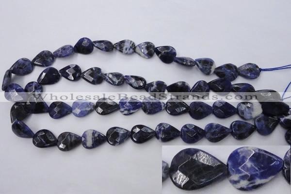 CSO385 15.5 inches 13*17mm faceted flat teardrop natural sodalite beads