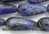 CSO39 15.5 inches 10*30mm faceted teardrop sodalite gemstone beads