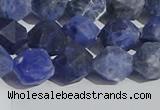 CSO567 15.5 inches 10mm faceted nuggets matte sodalite beads