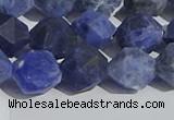 CSO568 15.5 inches 12mm faceted nuggets matte sodalite beads