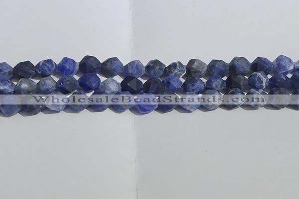 CSO568 15.5 inches 12mm faceted nuggets matte sodalite beads