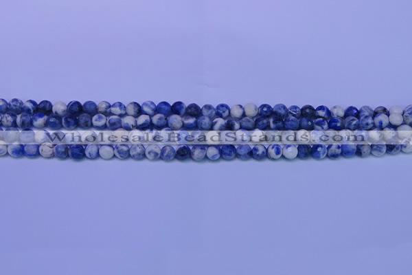 CSO620 15.5 inches 4mm faceted round AB grade sodalite beads