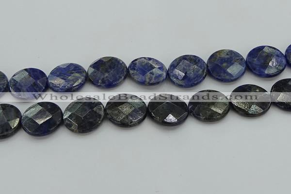 CSO711 15.5 inches 25mm faceted coin sodalite gemstone beads