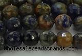 CSO752 15.5 inches 8mm faceted round orange sodalite beads