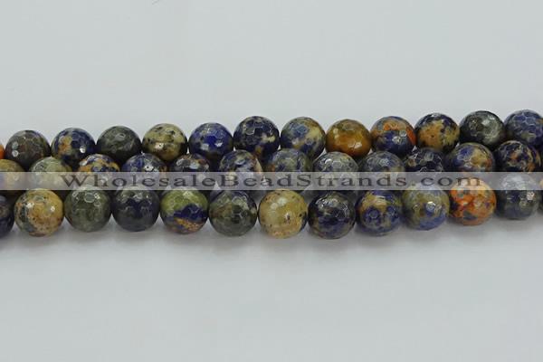 CSO756 15.5 inches 16mm faceted round orange sodalite beads