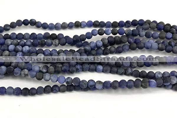 CSO925 15 inches 4mm round matte sodalite beads