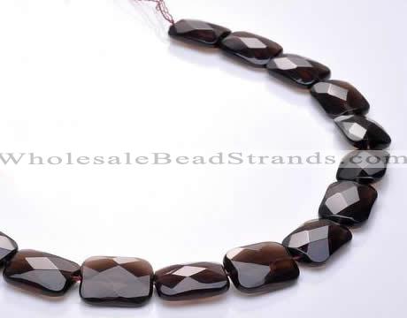 CSQ07 15*20mm faceted rectangle natural smoky quartz beads