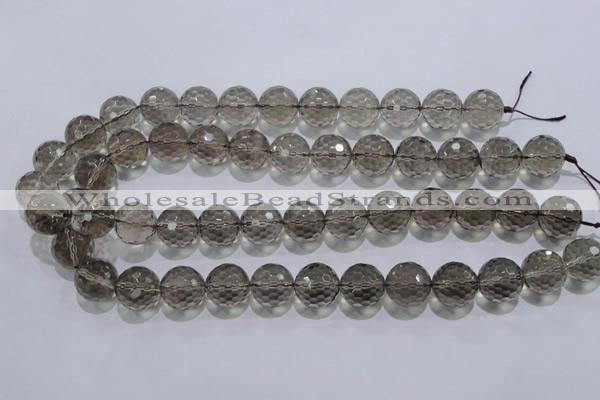 CSQ106 15.5 inches 16mm faceted round grade AA natural smoky quartz beads