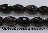 CSQ113 12*16mm faceted rice grade AA natural smoky quartz beads