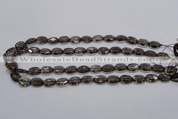 CSQ118 10*14mm facetad oval grade AA natural smoky quartz beads