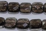 CSQ121 15*15mm facetad square grade AA natural smoky quartz beads