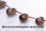 CSQ19 A grade 8*14mm faceted teardrop natural smoky quartz beads