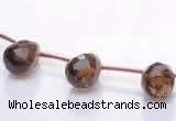 CSQ32 Top drilled 8*12mm faceted teardrop natural smoky quartz beads