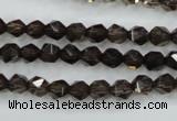 CSQ351 15.5 inches 6mm faceted nuggets smoky quartz beads