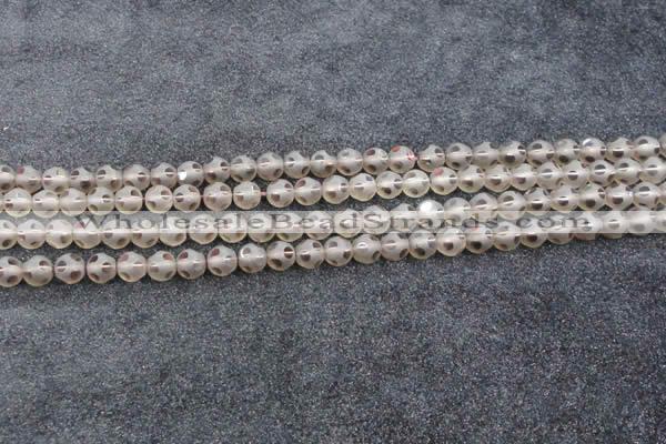 CSQ501 15.5 inches 6mm faceted round matte smoky quartz beads