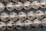 CSQ503 15.5 inches 10mm faceted round matte smoky quartz beads