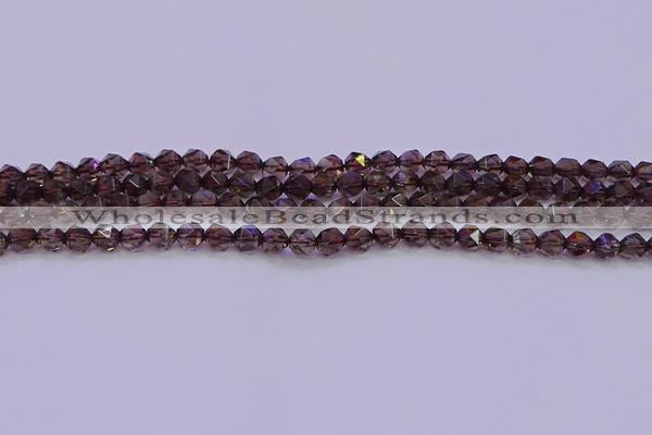 CSQ521 15.5 inches 6mm faceted nuggets smoky quartz beads