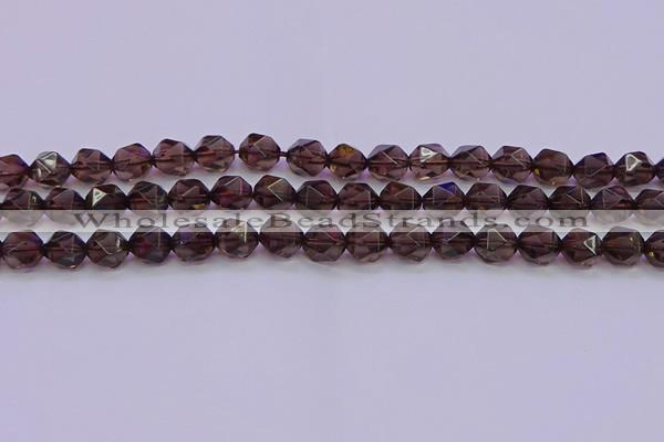 CSQ523 15.5 inches 10mm faceted nuggets smoky quartz beads