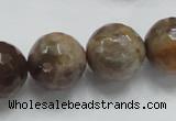 CSS101 15.5 inches 18mm faceted round natural sunstone beads wholesale