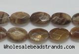 CSS107 15.5 inches 10*14mm faceted oval natural sunstone beads wholesale