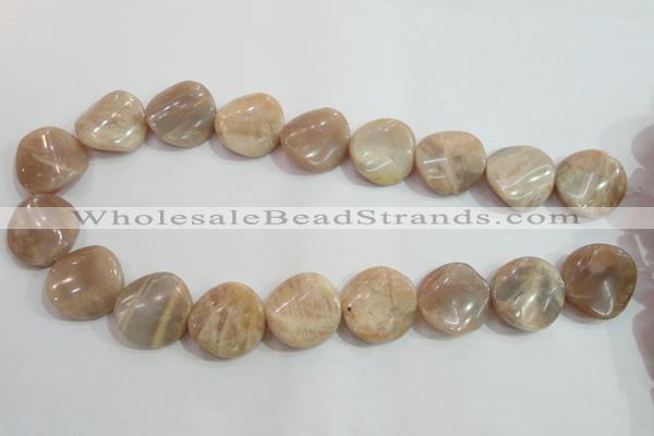 CSS256 15.5 inches 20mm twisted coin natural sunstone beads