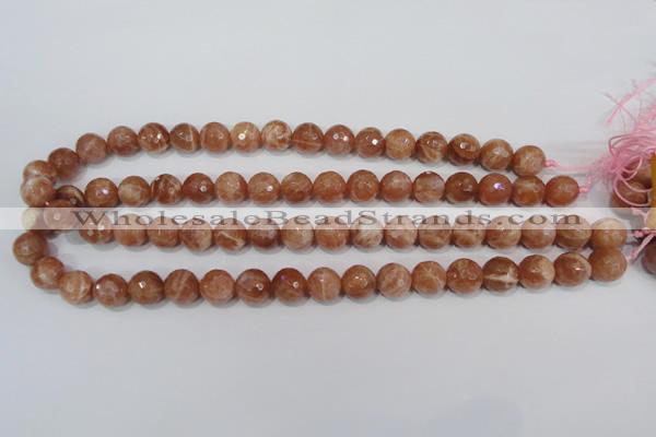 CSS506 15.5 inches 11mm faceted round natural golden sunstone beads